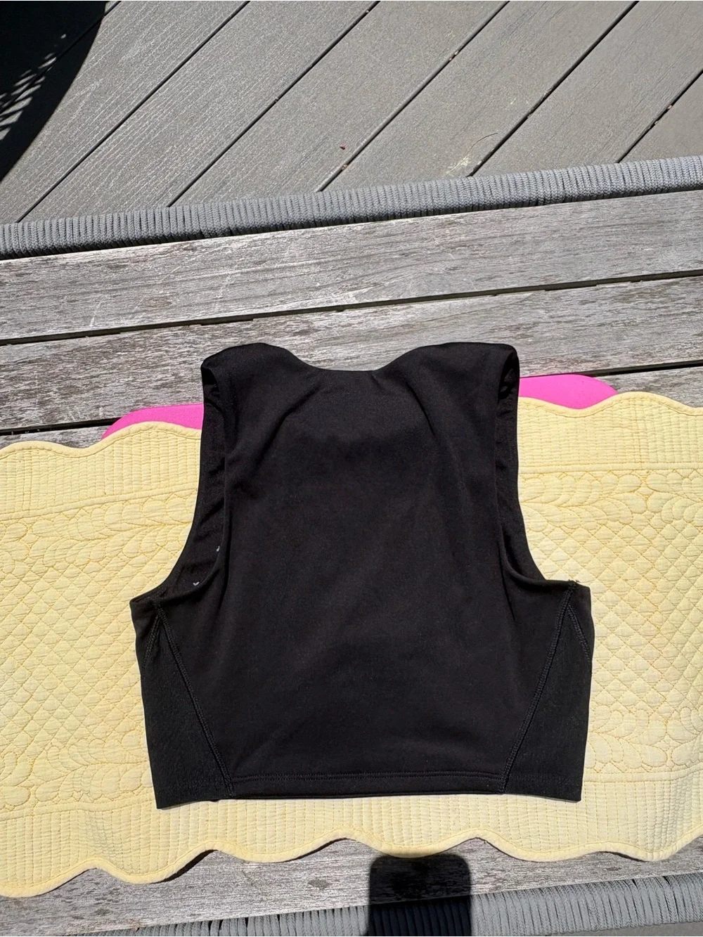 Reebok Black Crop Tank with White Logo - Size S